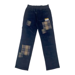 A large number of custom-made black corduroy trousers fashion design plaid patch slash pants 100%cotton H283 A large number of custom-made black corduroy trousers fashion design plaid patch slash pants 100%cotton H283